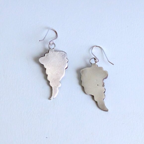Vintage Native American Navajo Sterling Silver Feather Dangle Drop Earrings - Picture 4 of 4